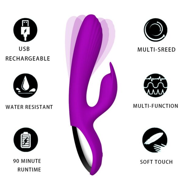 G Spot Rabbit Dildo Vibrator 2 in 1 Female Clitoris Nipple Dual Stimulator Massager Sex Toys Adult Goods for Women Masturbation - Image 6